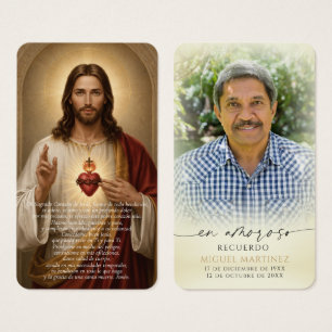 Tarjeta conmemorativa católica del Sagrado Corazón