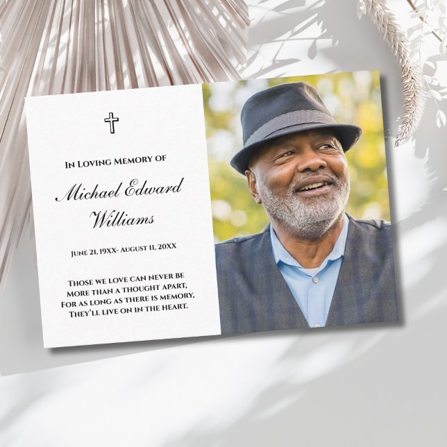 Tarjeta conmemorativa con foto funeral (Photo Memorial Prayer Card)