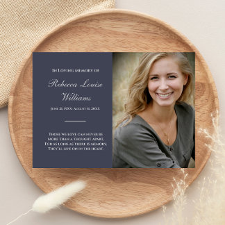Tarjeta conmemorativa con foto Funeral Azul Gris