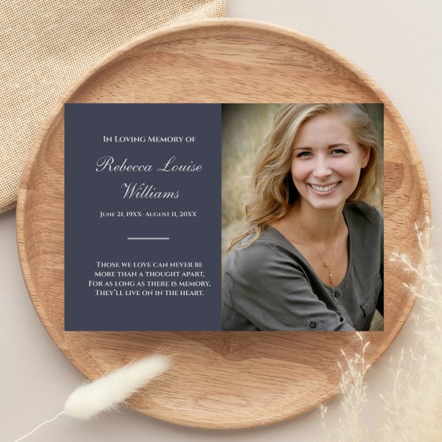Tarjeta conmemorativa con foto Funeral Azul Gris (Subido por el creador)