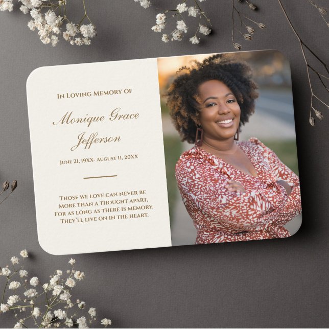 Tarjeta conmemorativa con foto funeral de marfil d (Photo Memorial Prayer Card)