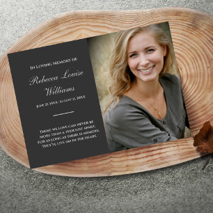 Tarjeta conmemorativa con foto funeral gris