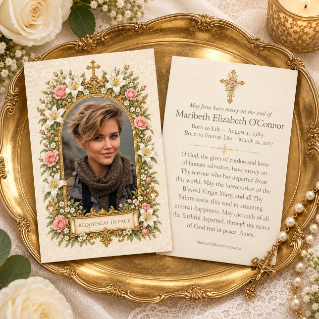 Tarjeta conmemorativa de funeral católico Requiesc (Subido por el creador)