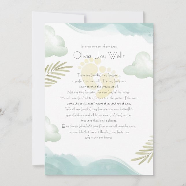 Tarjeta conmemorativa de huellas de bebé (Anverso)