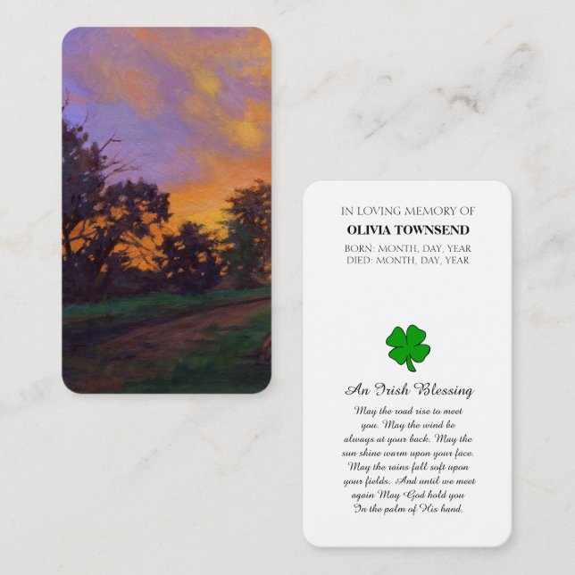 Tarjeta conmemorativa de la celebración de la vida (Anverso / Reverso)