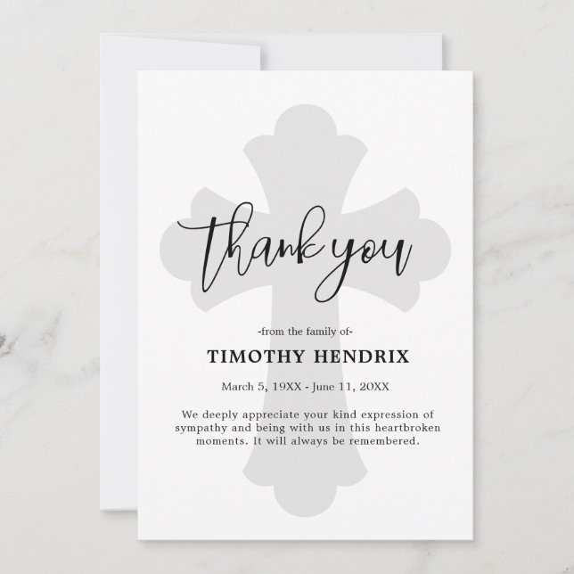 Tarjeta conmemorativa de la cruz funeral (Anverso)