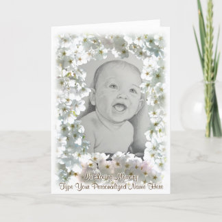 Tarjeta conmemorativa de la flor blanca personaliz