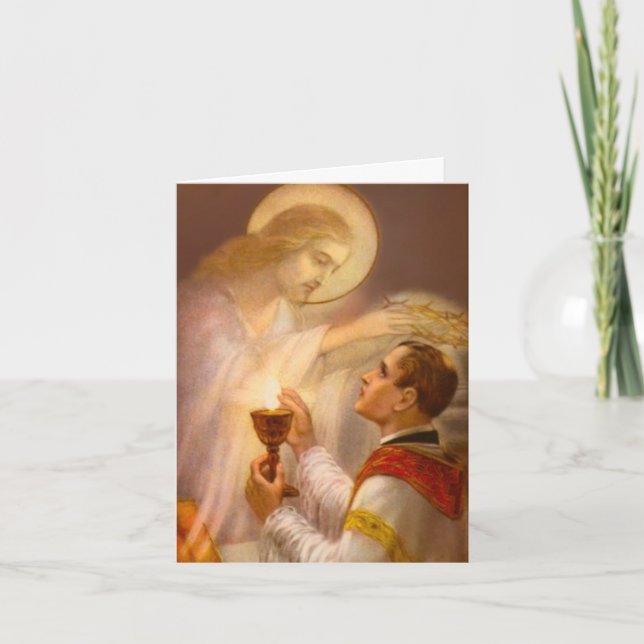 Tarjeta conmemorativa de la ofrenda de la misa cat (Anverso)