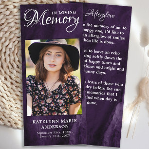 Tarjeta conmemorativa de la oración Foto Funeral d