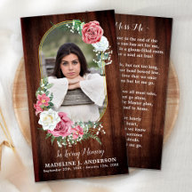 Tarjeta conmemorativa de la oración Foto País Fune