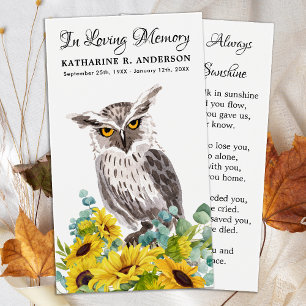 Tarjeta conmemorativa de la oración fúnebre floral