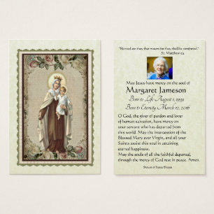 Tarjeta conmemorativa de la plegaria funeraria Vir