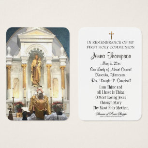 Tarjeta conmemorativa de la Primera Comunión en el