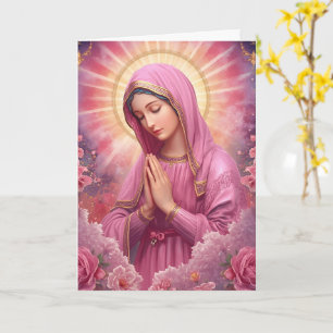 Tarjeta conmemorativa de la Virgen María rosa