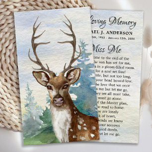 Tarjeta conmemorativa de oración del funeral Deer