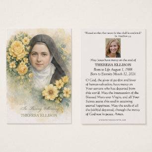 Tarjeta conmemorativa de oración fúnebre floral am