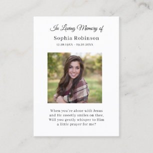 Tarjeta conmemorativa de oraciones funerarias de f