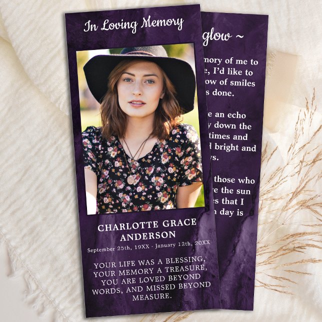 Tarjeta conmemorativa de oraciones funerarias Purp (Subido por el creador)