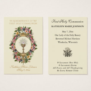 Tarjeta conmemorativa de Primera Comunión elegante