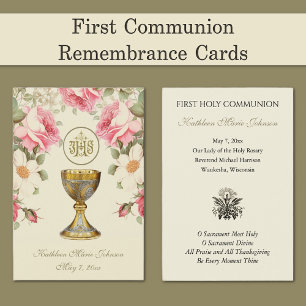 Tarjeta conmemorativa de Primera Comunión elegante