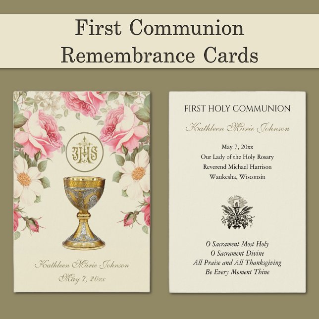 Tarjeta conmemorativa de Primera Comunión elegante (Subido por el creador)