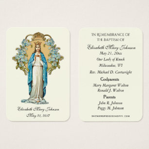 Tarjeta conmemorativa del bautizo de la Señora de 