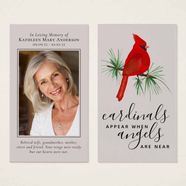 Tarjeta conmemorativa del cardenal fotográfico (Anverso y reverso)