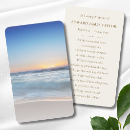 Tarjeta conmemorativa del funeral Blue Ocean Beach