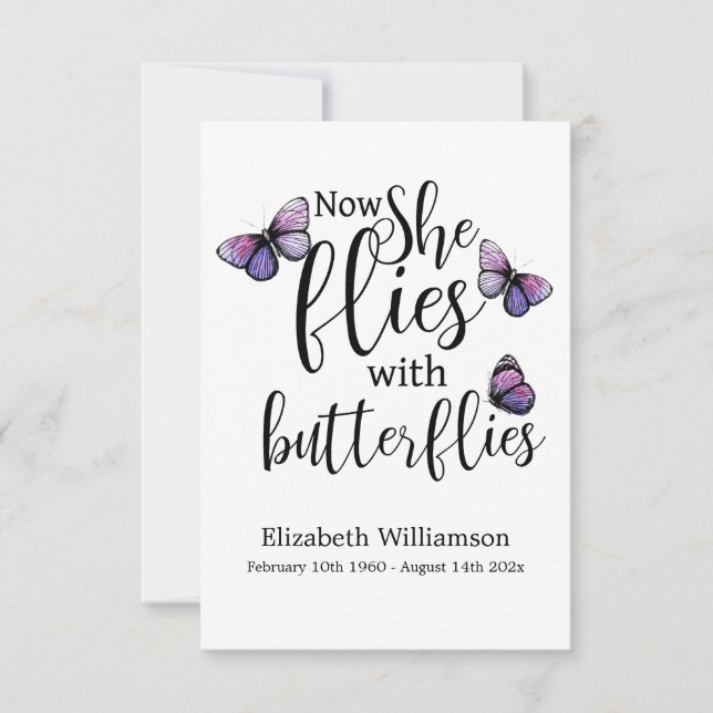 Tarjeta conmemorativa del funeral de Butterflies (Anverso)