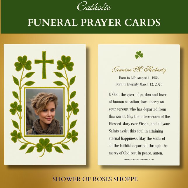 Tarjeta conmemorativa del funeral verde de Shamroc (Subido por el creador)