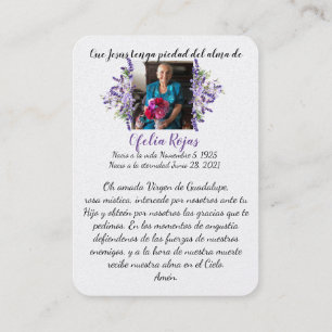Tarjeta conmemorativa del funeral Virgen De Guadal