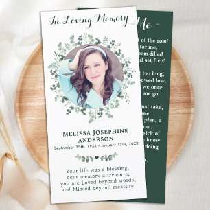 Tarjeta conmemorativa Eucalyptus Marcador funeral