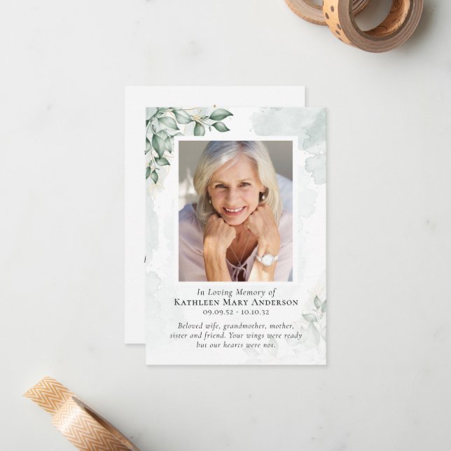 Tarjeta conmemorativa Eucalyptus Photo Memorial (Anverso/Reverso In Situ)