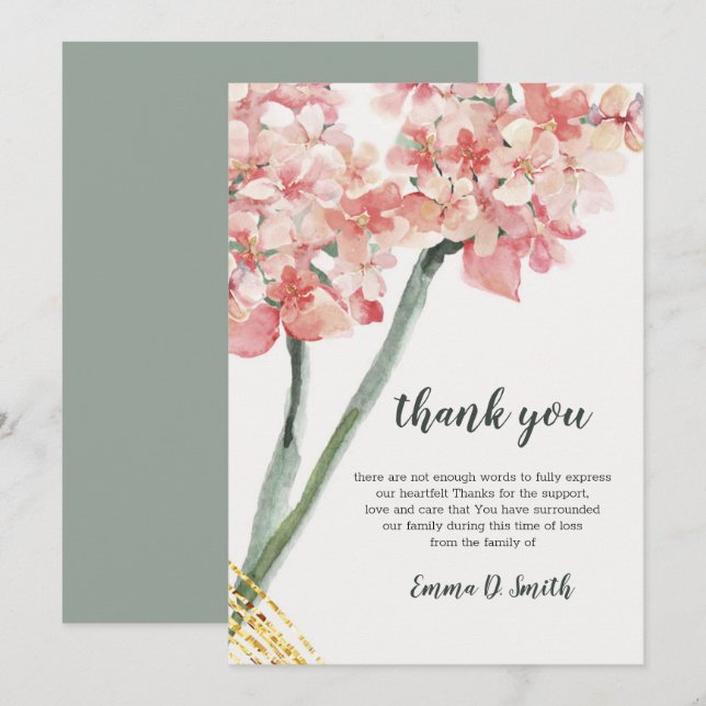 Tarjeta conmemorativa Floral Elegante Rosa (Anverso / Reverso)
