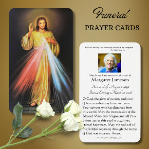Tarjeta conmemorativa funeral católica de la Divin