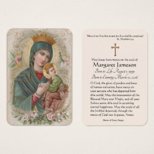 Tarjeta conmemorativa funeral de Jesús Virgen Marí