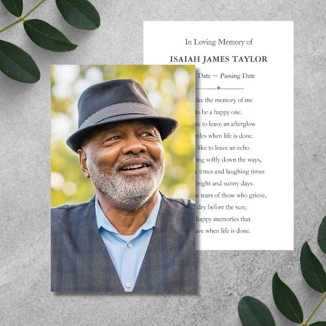 Tarjeta conmemorativa funeral de personalizado Pho (Photo Memorial Prayer Card)