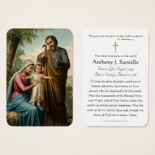 Tarjeta conmemorativa funeraria católica de la Sag