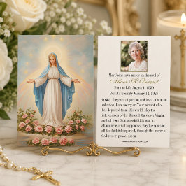 Tarjeta conmemorativa funeraria católica de la Vir