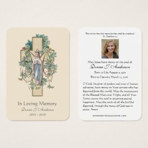 Tarjeta conmemorativa funeraria católica de la Vir