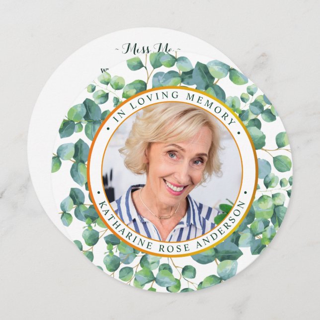 Tarjeta conmemorativa funeraria Eucalyptus Gold Ph (Anverso / Reverso)