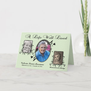 Tarjeta conmemorativa Green Damask con fotos múlti