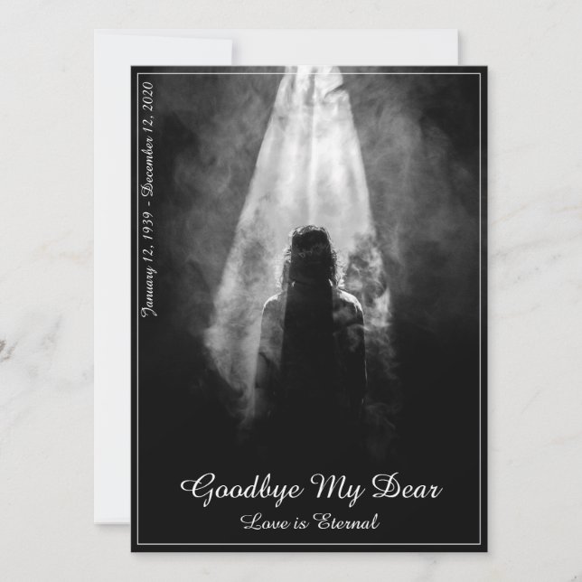 Tarjeta conmemorativa Hacia la luz - adiós, querid (Anverso)