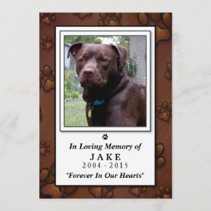 Tarjeta conmemorativa mascota 5 x 7 - Huellas pard