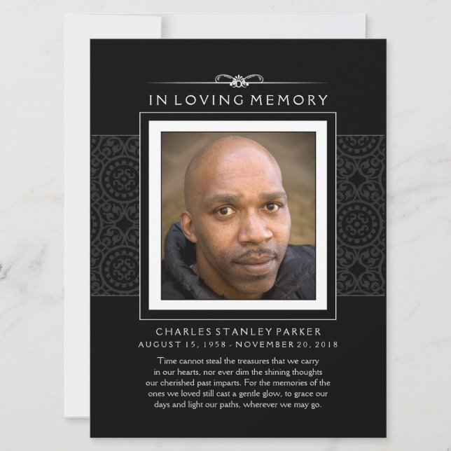 Tarjeta conmemorativa - Negro elegante - Poema de  (Anverso)