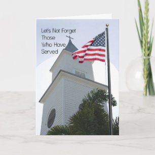 Tarjeta conmemorativa religiosa con iglesia y band