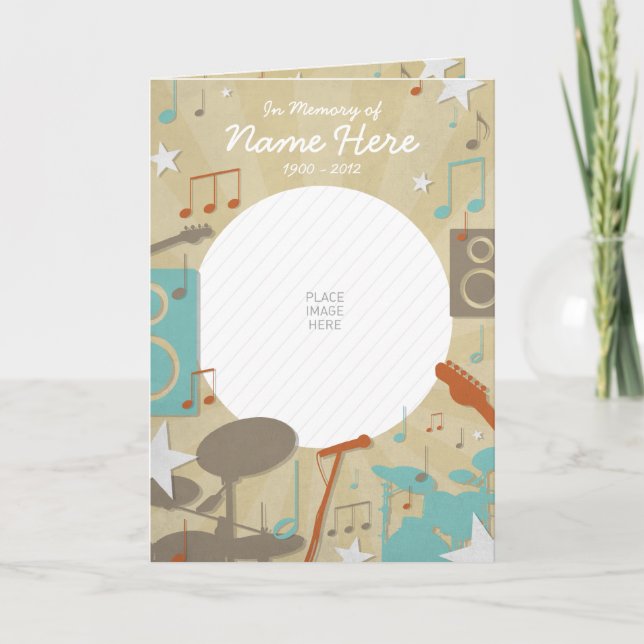 Tarjeta conmemorativa Retro Band | Programa funera (Anverso)