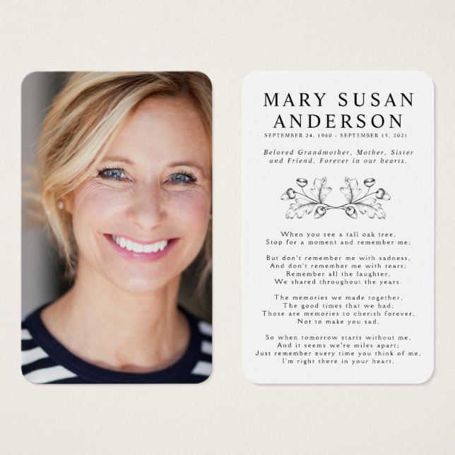 Tarjeta conmemorativa sencilla de fotografías de m (Anverso y reverso)