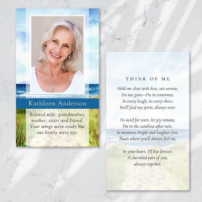 Tarjeta conmemorativa Watercolor Ocean Funeral (Subido por el creador)