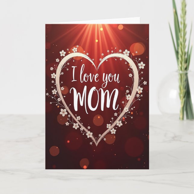 Tarjeta Conmovedora Corazón de Mamá Luminoso (Anverso)